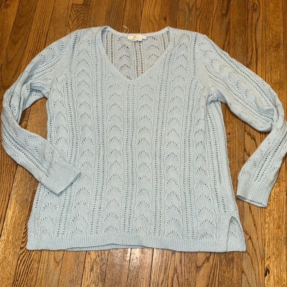 Boden Light Blue V-Neck Sweater - Picture 4 of 8